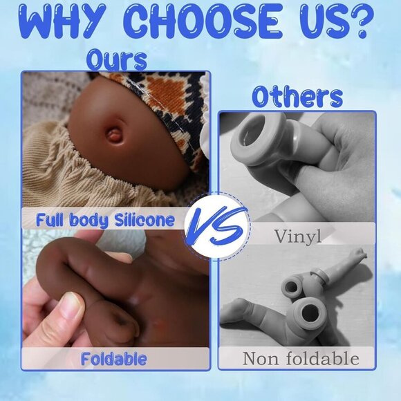 🆕12 inch Realistic Full Body Silicone Closed Eyes Newborn Daniel-Tan Baby Boy - Picture 7 of 8